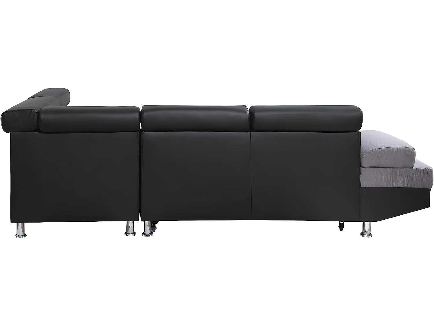 Canapé d'angle convertible "Sophia luxe" - 265 x 190.5 x 80/91 cm - Noir / Gris - 5 places - Angle droit
