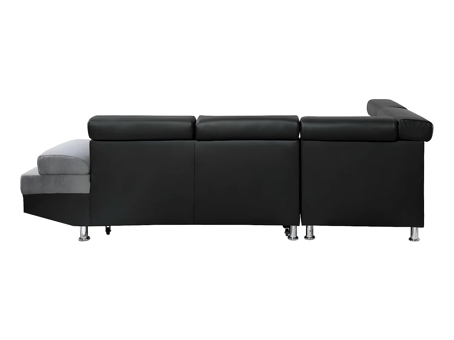 Canapé d'angle convertible "Sophia luxe" - 265 x 190.5 x 80/91 cm - Noir / Gris - 5 places - Angle gauche