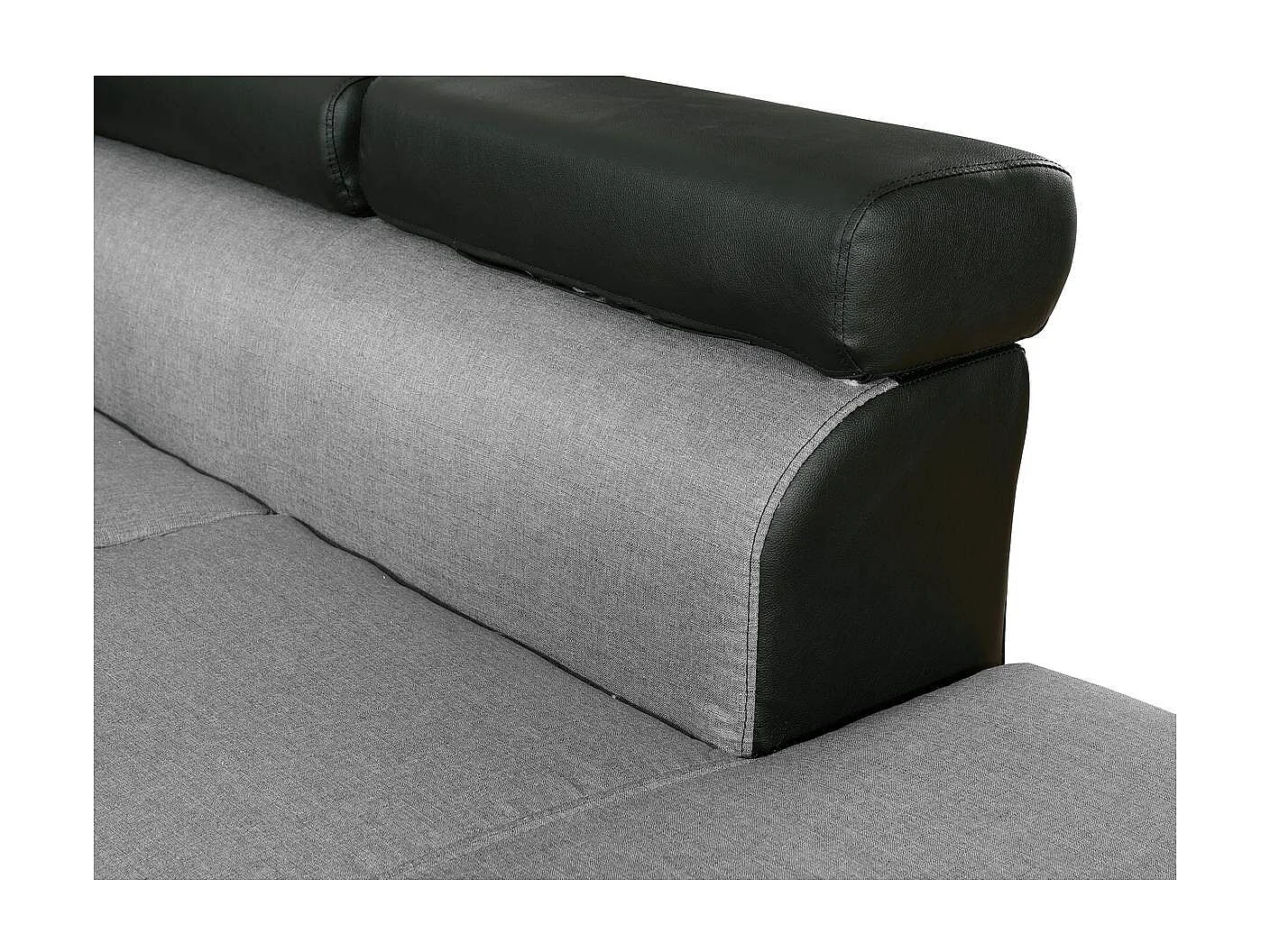 Canapé d'angle convertible "Sophia luxe" - 265 x 190.5 x 80/91 cm - Noir / Gris - 5 places - Angle gauche