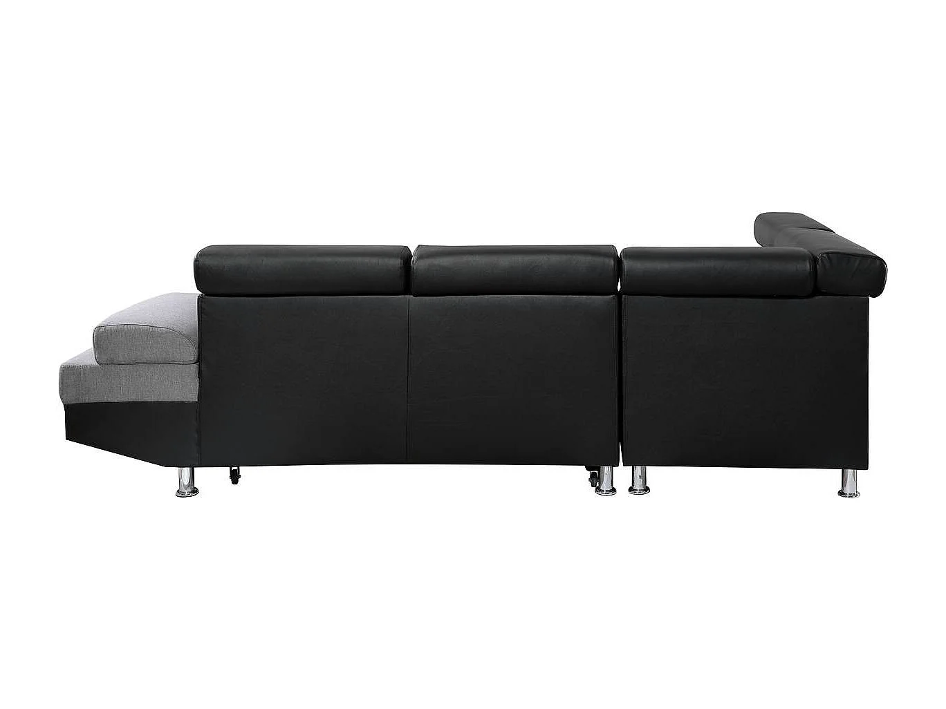 Canapé d'angle convertible "Sophia luxe" - 265 x 190.5 x 80/91 cm - Noir / Gris - 5 places - Angle gauche