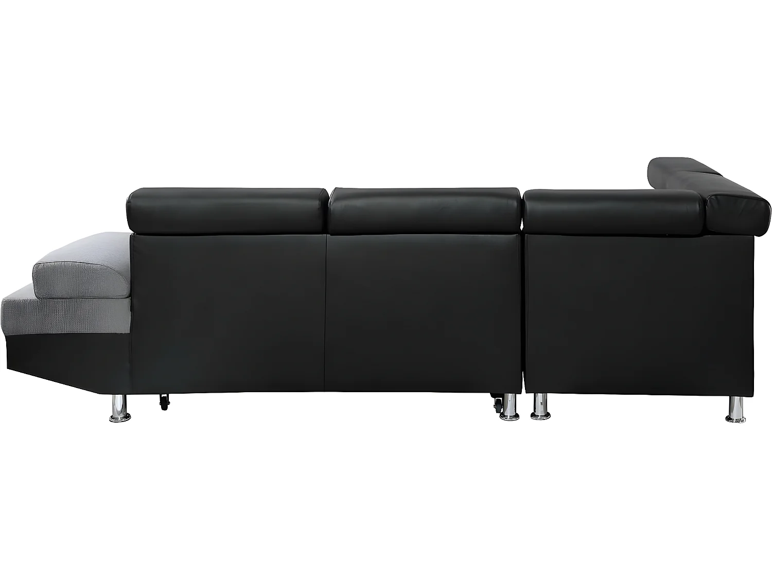 Canapé d'angle convertible "Sophia luxe" - 265 x 190.5 x 80/91 cm - Noir / Gris - 5 places - Angle gauche