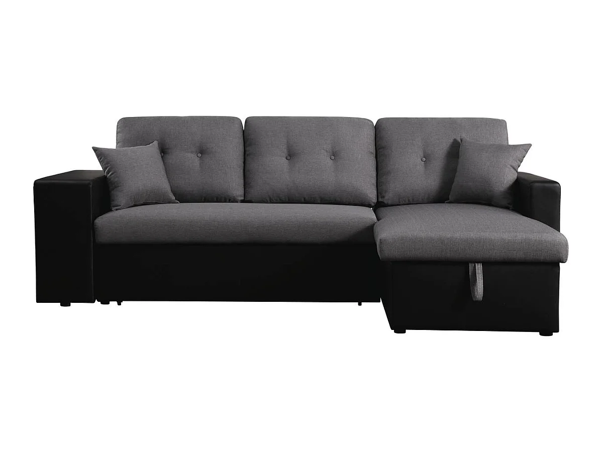 Divano ad angolo trasformabile / reversibile "Axel" - 3 posti - Nero / Grigio