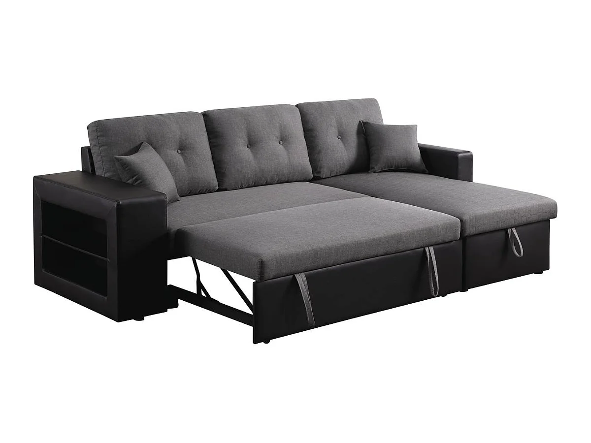 Divano ad angolo trasformabile / reversibile "Axel" - 3 posti - Nero / Grigio