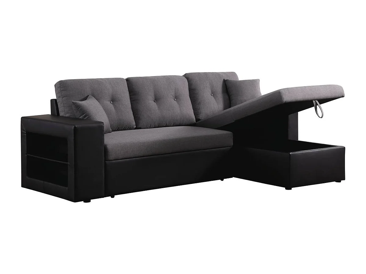 Ecksofa reversibel mit Schlaffunktion "Axel" - 3-Sitzer - Schwarz / Grau