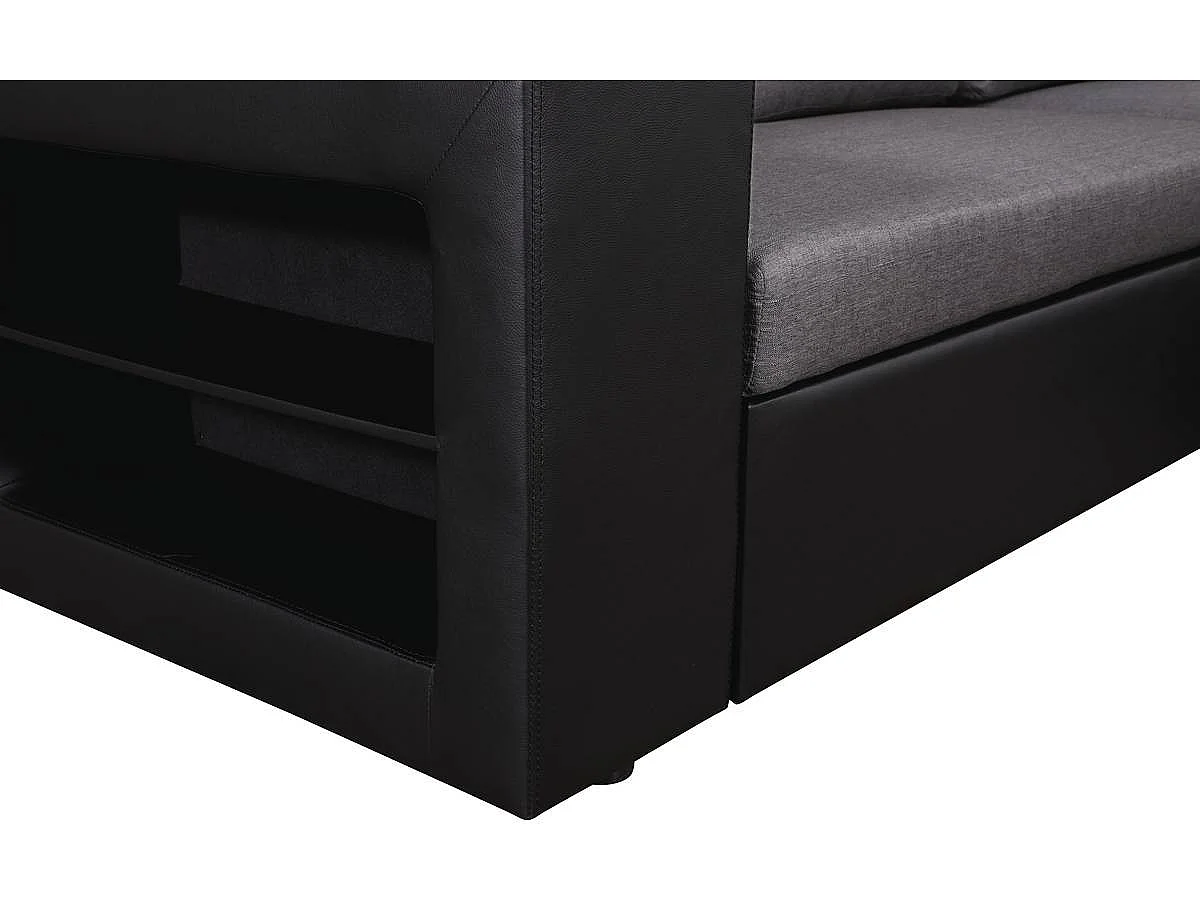 Canapé d'angle convertible/réversible "Axel" - 3 places - Noir/Gris