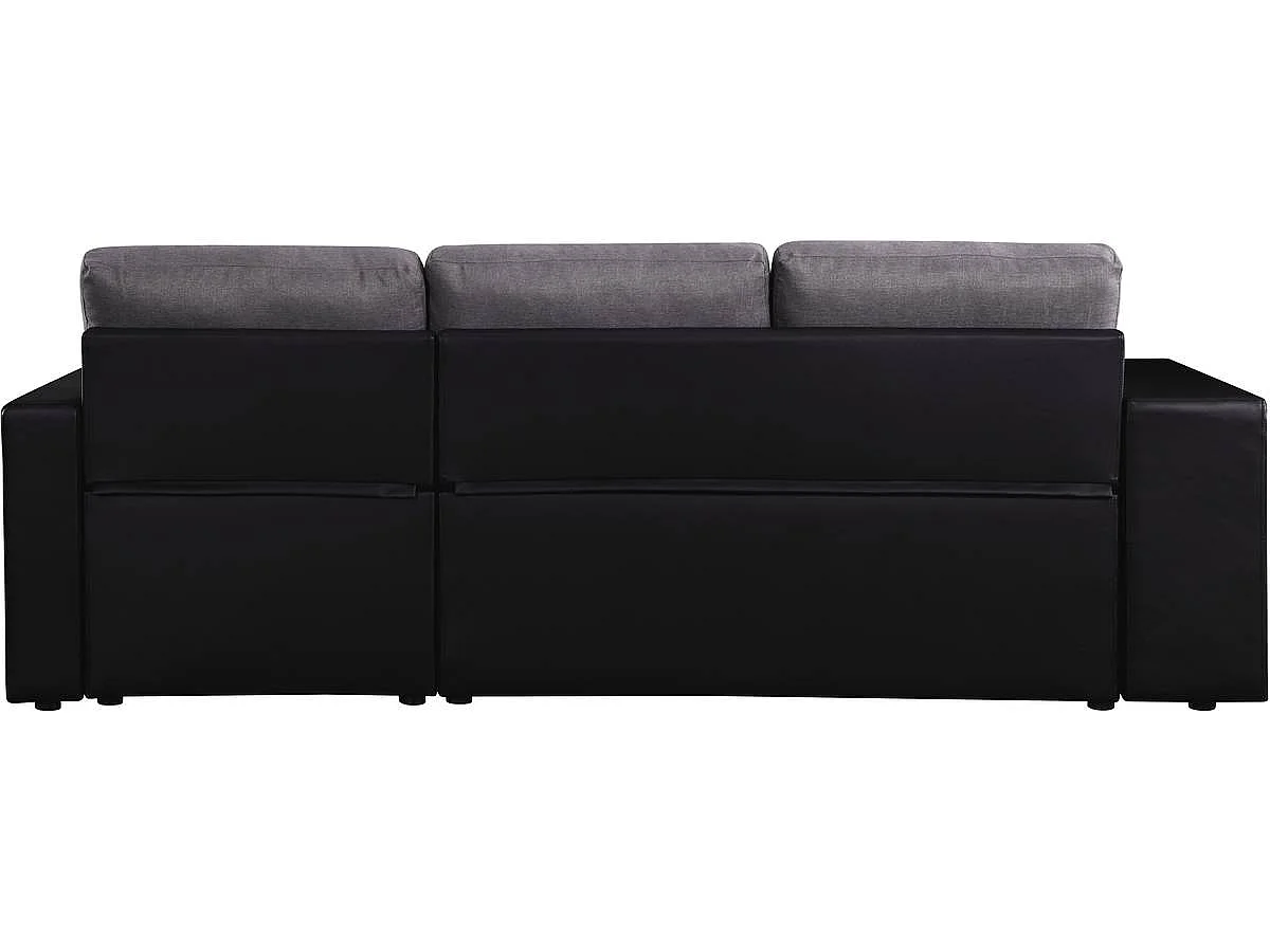 Canapé d'angle convertible/réversible "Axel" - 3 places - Noir/Gris