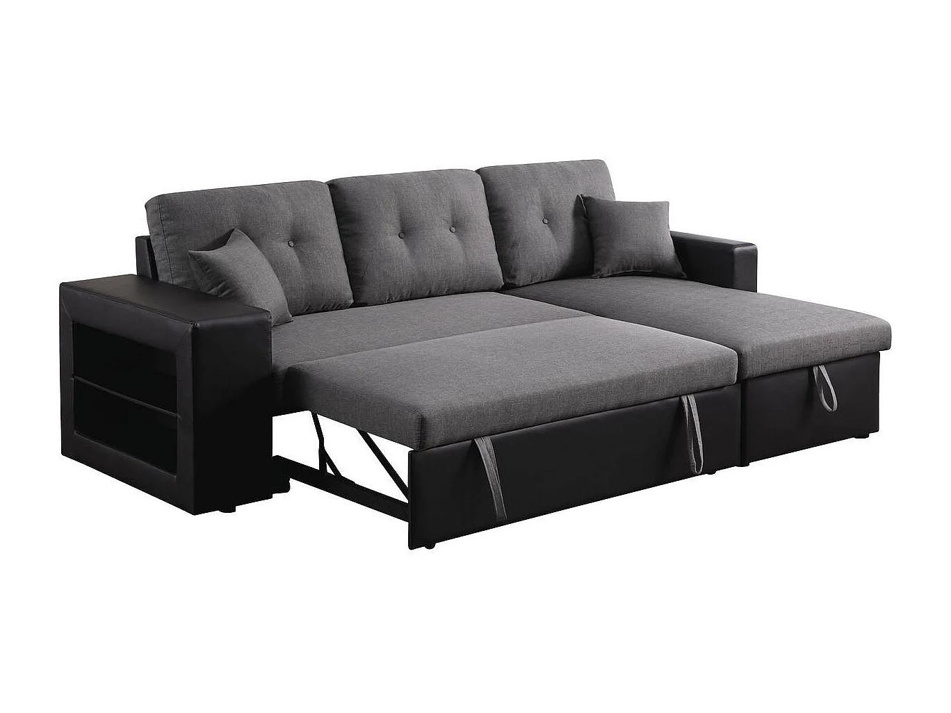 Canapé d'angle convertible/réversible "Axel" - 3 places - Noir/Gris