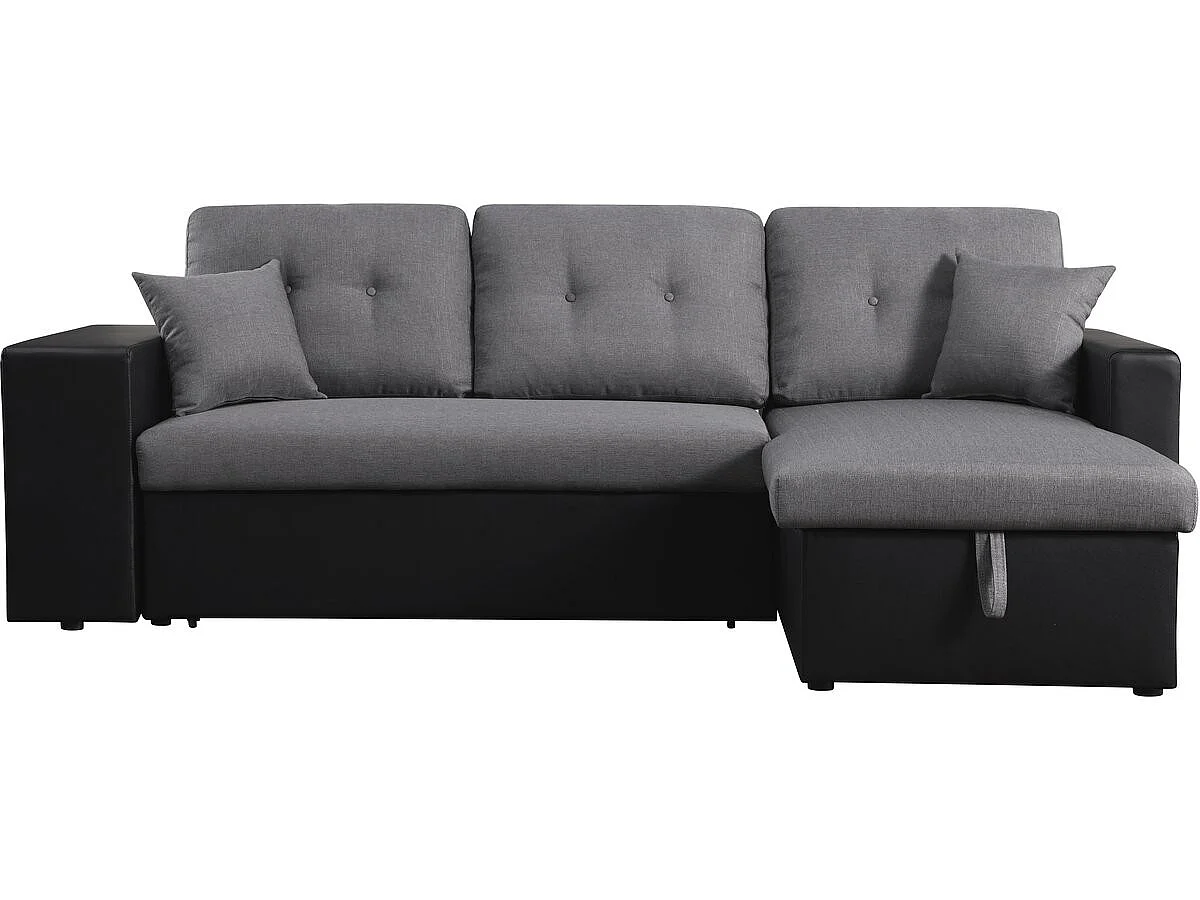 Canapé d'angle réversible convertible 3 places en velours gris foncé