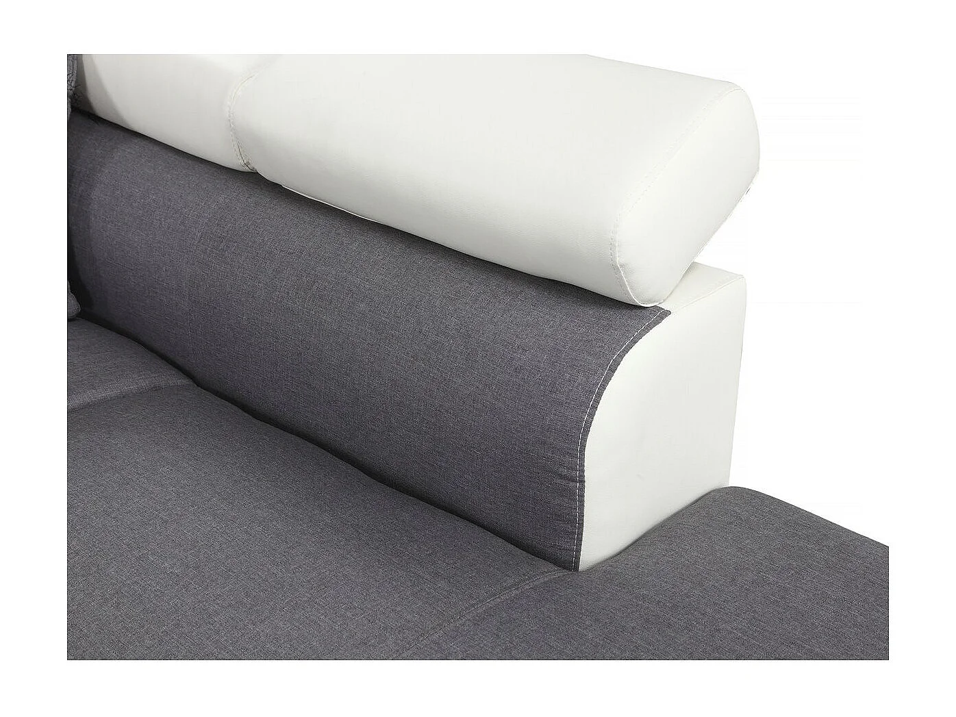 Canapé d'angle convertible "Sophia luxe" - 265 x 190.5 x 80/91 cm - Blanc / Gris - 5 places - Angle gauche