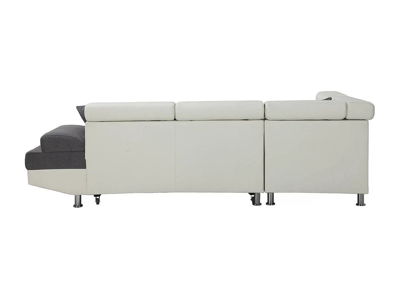Canapé d'angle convertible "Sophia luxe" - 265 x 190.5 x 80/91 cm - Blanc / Gris - 5 places - Angle gauche