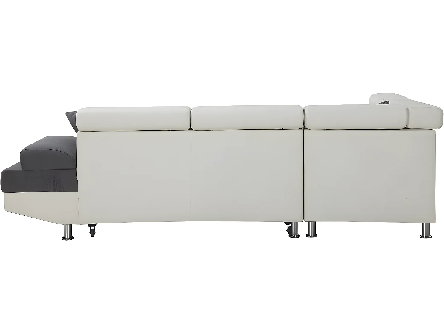Sofa narożna "Sophia luxe" - 265 x 190.5 x 80/91 cm - Biało-szara - 5 miejsc - Lewostronna