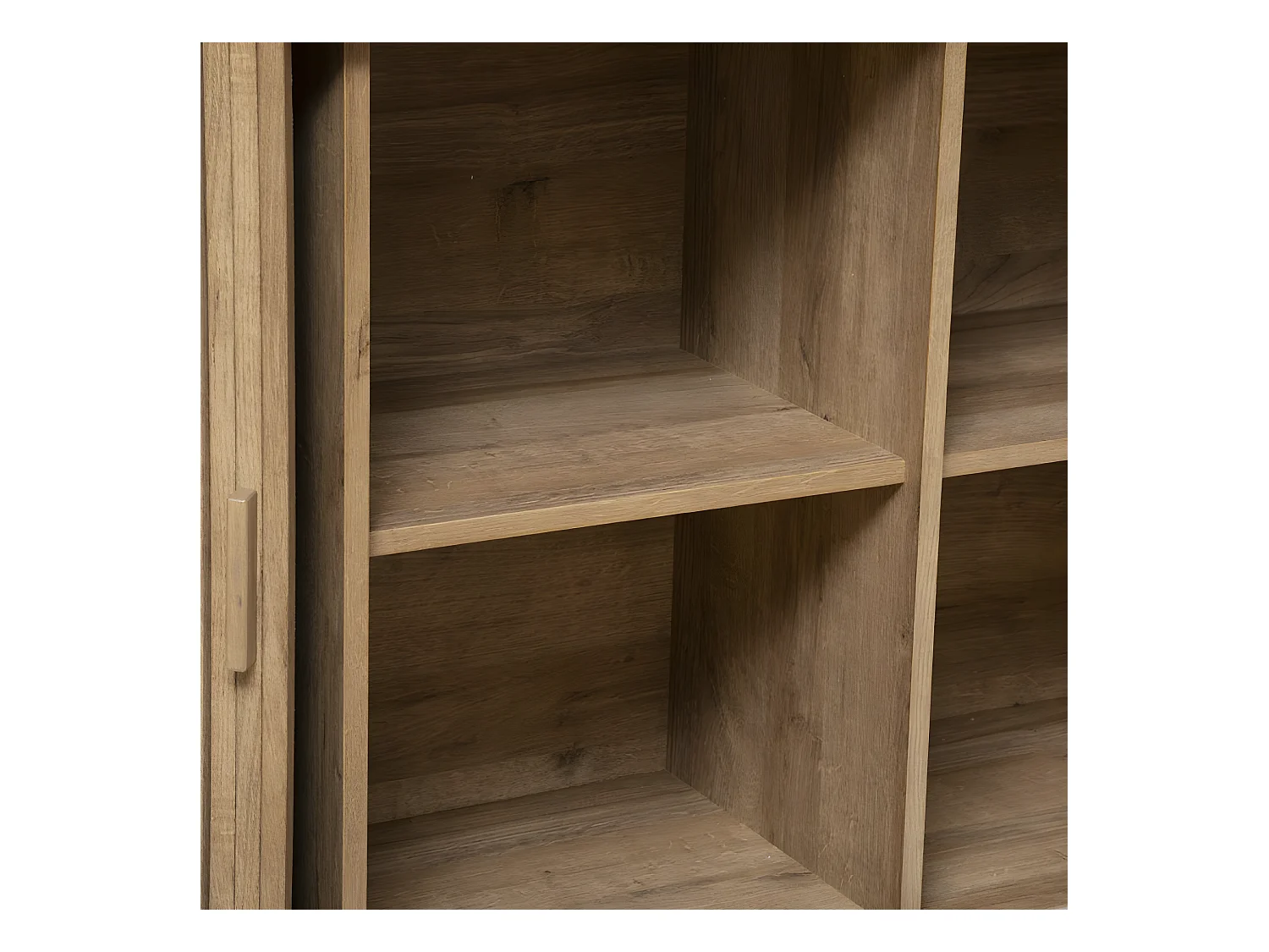 Buffet, meuble de rangement en bois MDF naturel et acier coloris noir - Longueur 140 x Profondeur 40 x Hauteur 80,50 cm