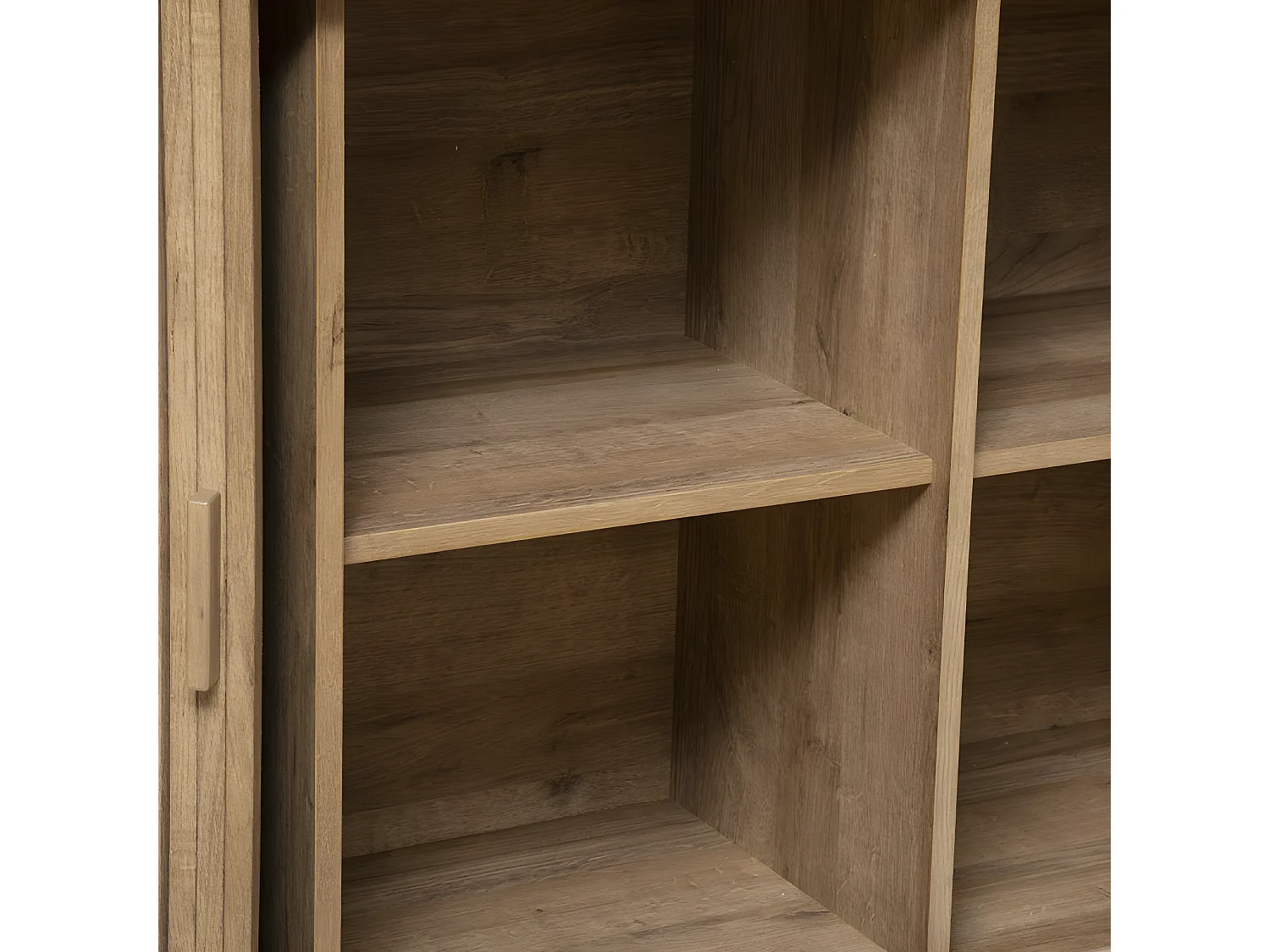 Buffet, meuble de rangement en bois MDF naturel et acier coloris noir - Longueur 140 x Profondeur 40 x Hauteur 80,50 cm