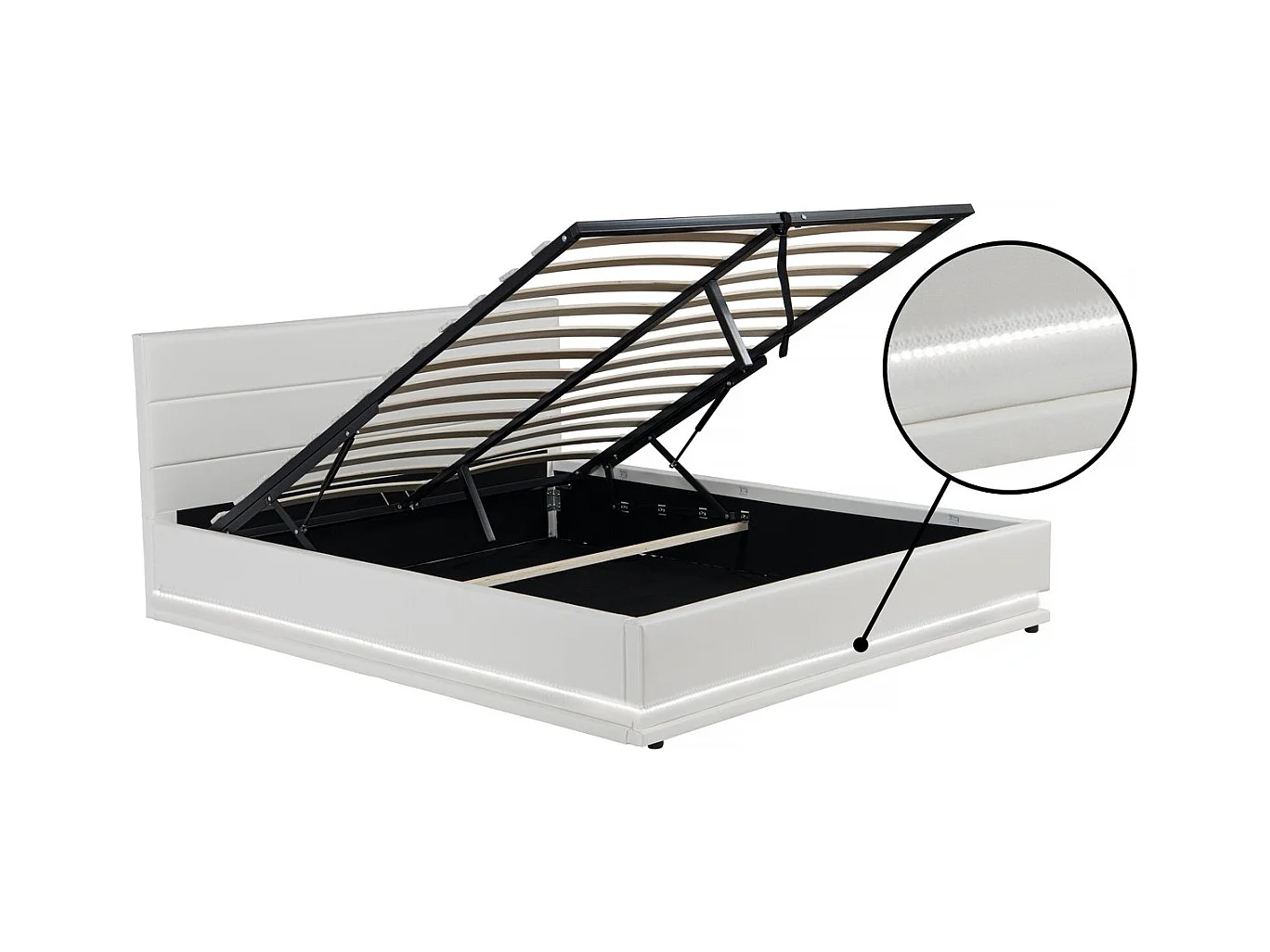 Bett mit LED und Bettkasten "Anastasia" - 160 x 200 cm - Weiß