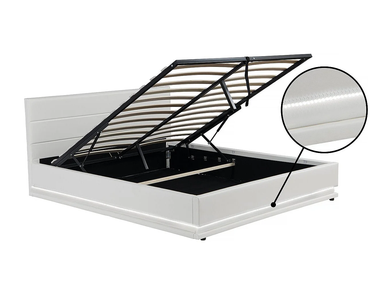 Verlicht LED-bed met opbergruimte "Anastasia" - 160 x 200 cm - Wit, modern design en aanpasbare LED-verlichting