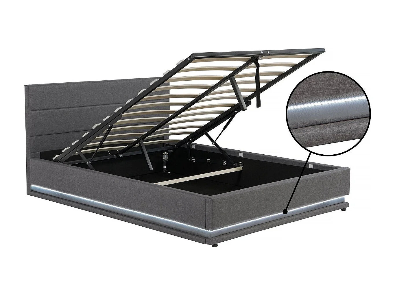 Lit LED avec coffre "Anastasia" - 140 x 190 - Gris foncé