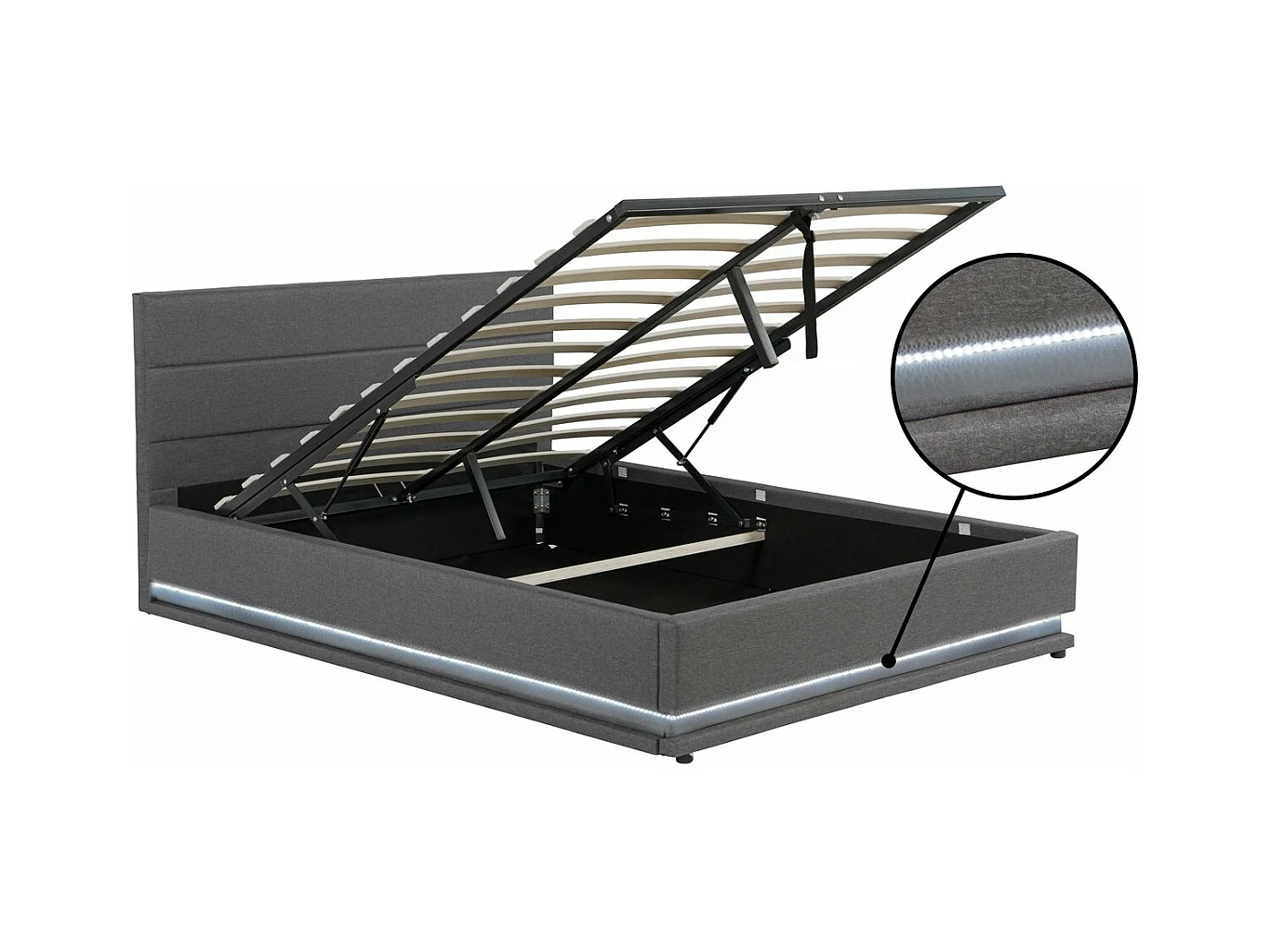 Cama con LED "Anastasia" - 140 x 190 cm - Gris oscuro