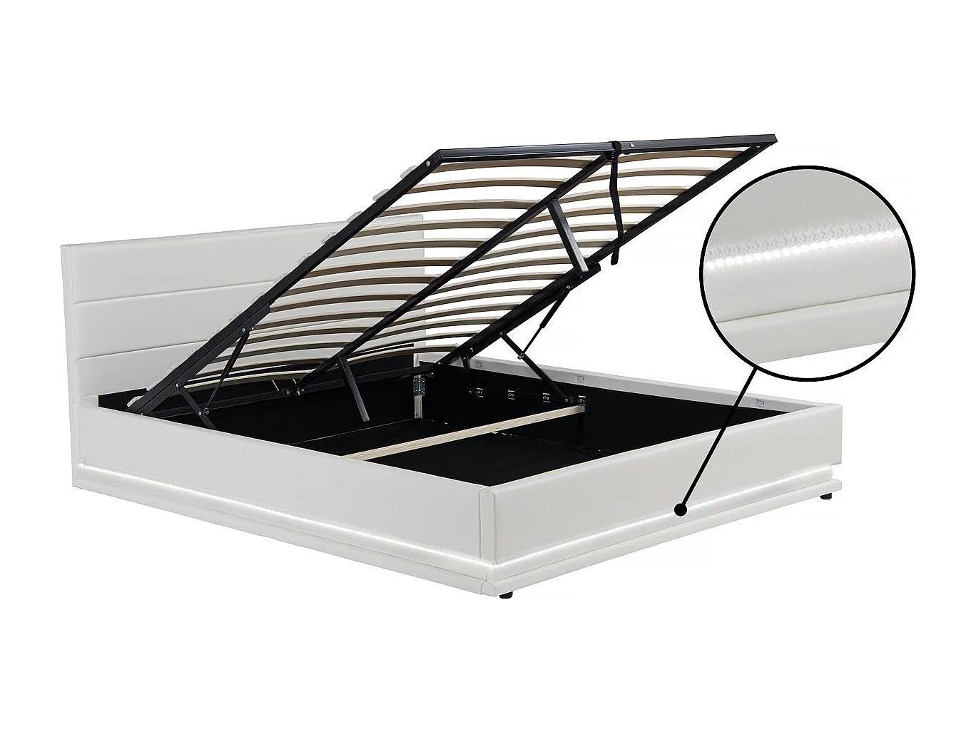 Lit LED avec coffre "Anastasia" - 140 x 190 cm - Blanc