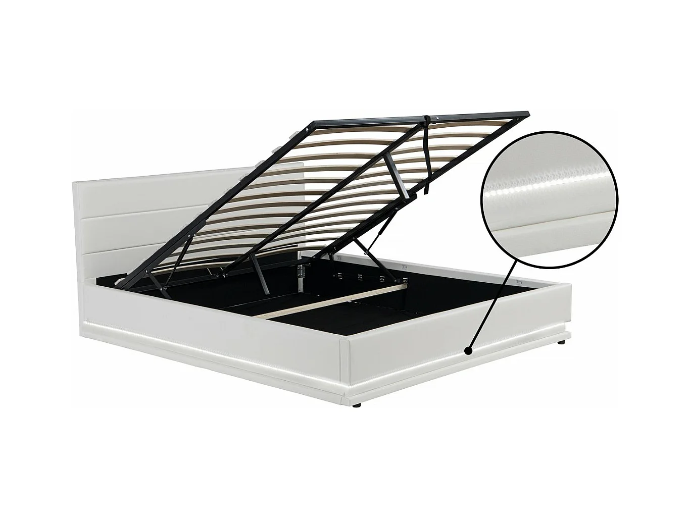 Letto LED con contenitore "Anastasia" - 140 x 190 cm - Bianco