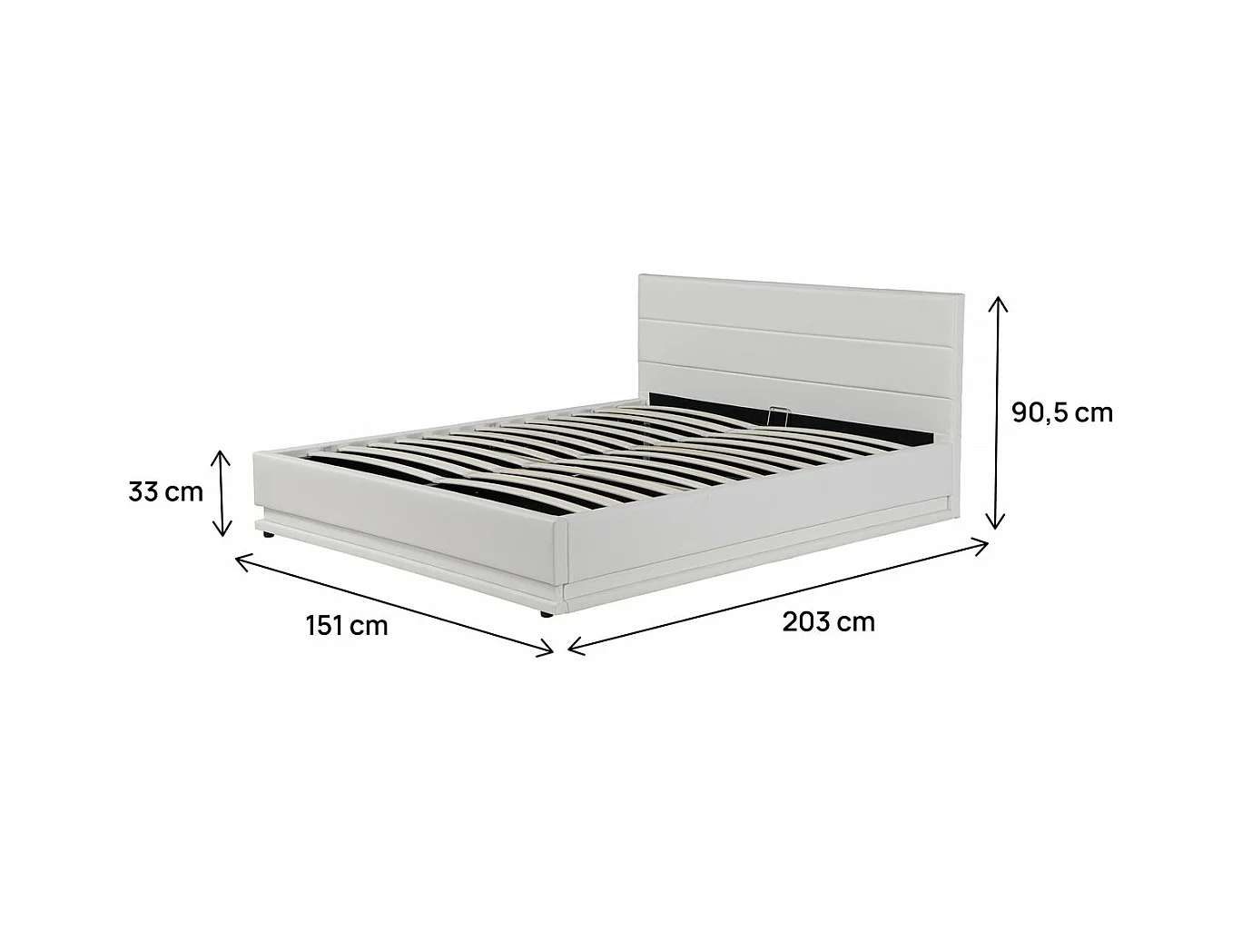 Letto LED con contenitore "Anastasia" - 140 x 190 cm - Bianco