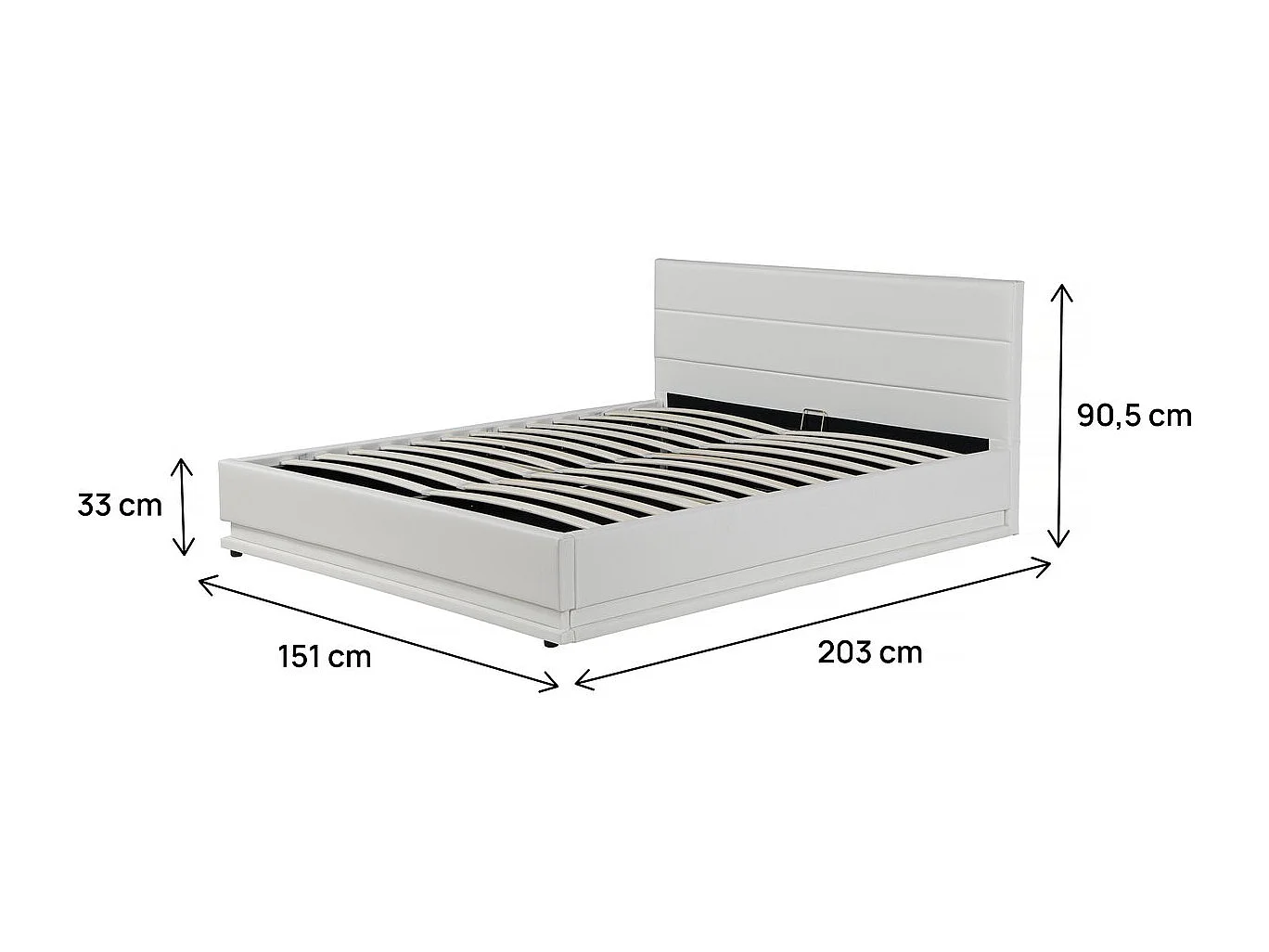 Lit LED avec coffre "Anastasia" - 140 x 190 cm - Blanc