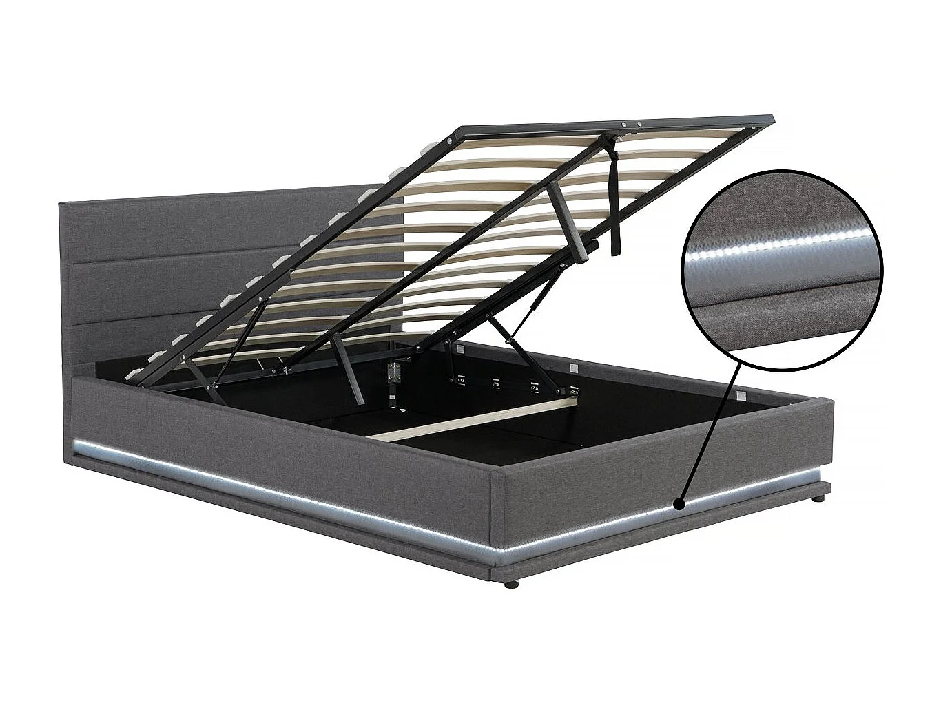 Lit LED avec coffre "Anastasia" - 160 x 200 - Gris foncé