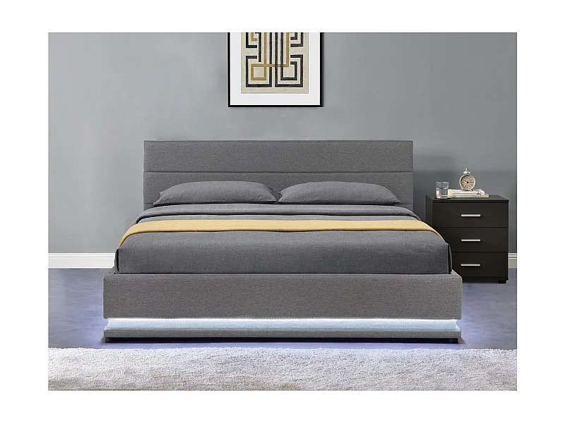 Letto LED con contenitore "Anastasia" - 160 x 200 - Grigio scuro