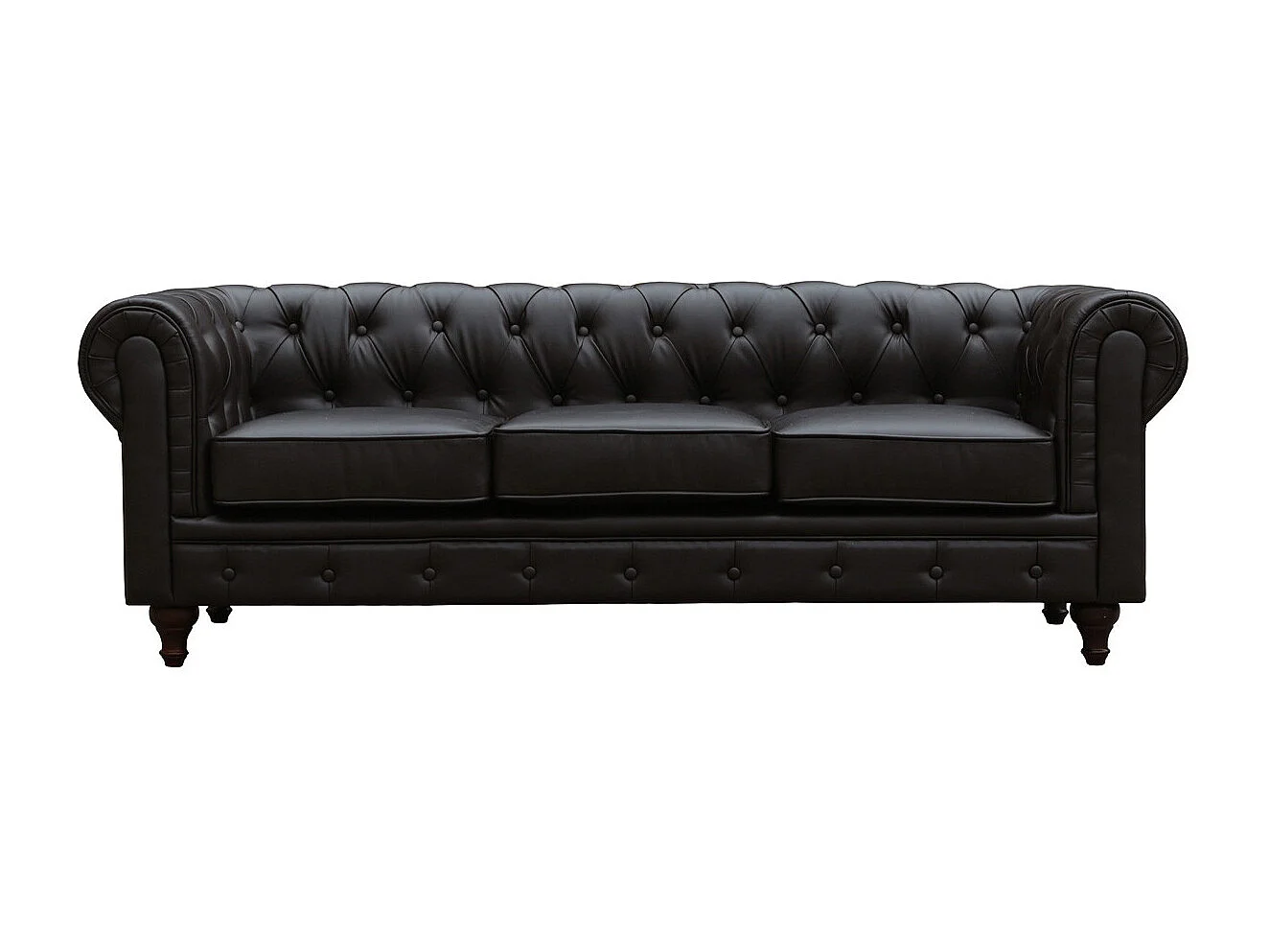 Sofá Chesterfield "Aliza"  3 plazas - Marron