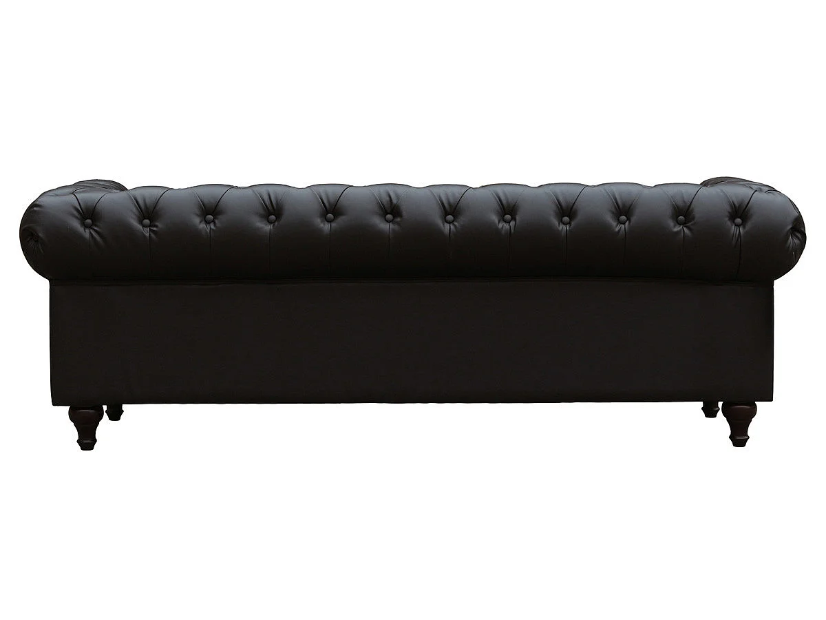 Canapé chesterfield 3 places en tissu 3D capitonné marron ALIZA