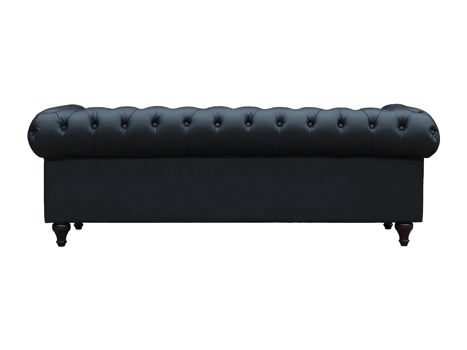 Canapé fixe Chesterfield "Aliza" - 208 x 82 x 70 cm - 3 places - Noir