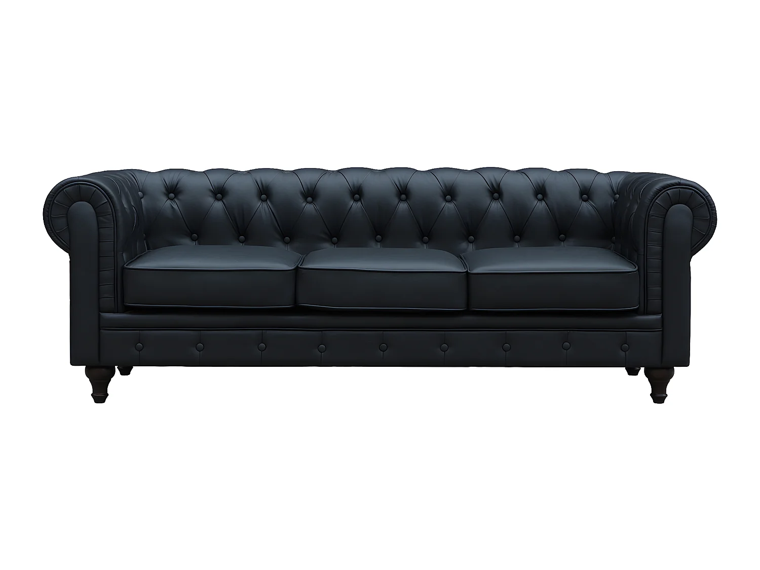 Sofá Chesterfield "Aliza"  3 plazas - Negro