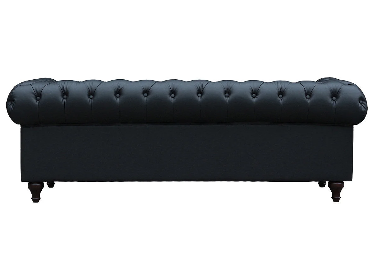 Canapé chesterfield 3 places en tissu 3D capitonné noir ALIZA 208x82x70 cm