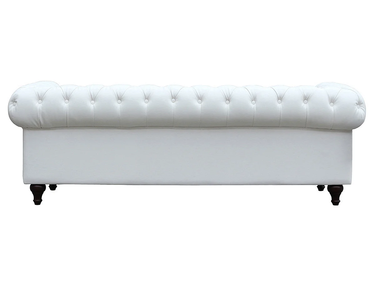 Sofa Chesterfield "Aliza" nierozkładana - 208 x 82 x 70 cm - 3 miejsca - Biała