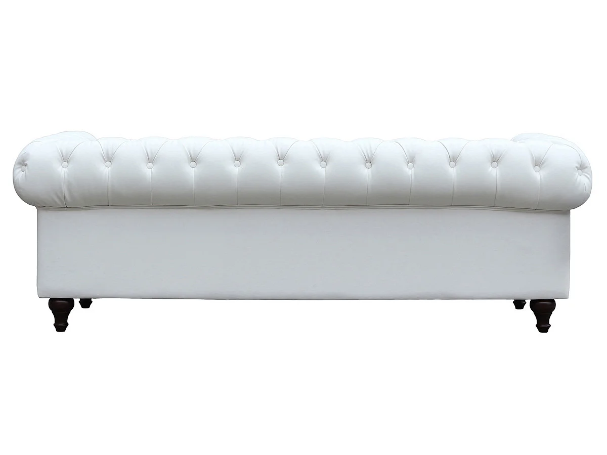 Canapé fixe Chesterfield "Aliza" - 208 x 82 x 70 cm - 3 places - Blanc