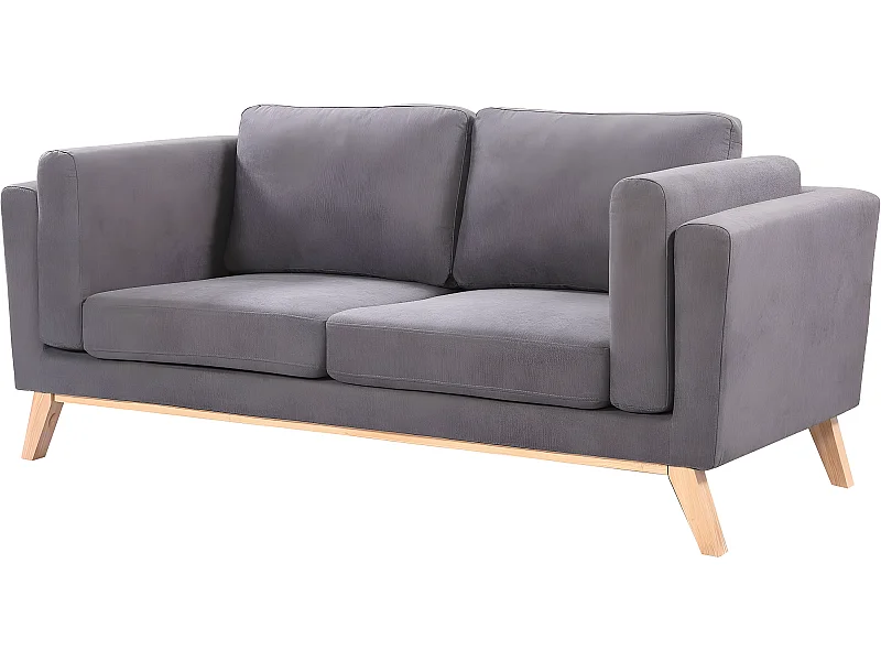 Sofá de tela "Elizabeth" - 196 x 87 x 84 cm - 3 asientos - Gris oscuro