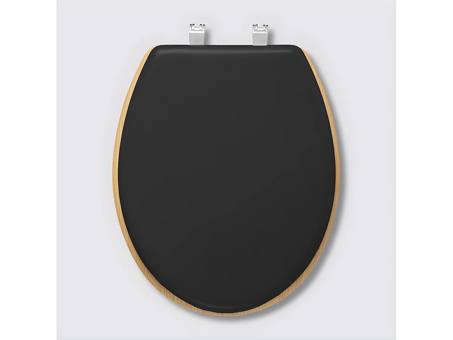 Abattant WC en bois naturel et zinc coloris gris charbon - Longueur 36 x Profondeur 46,5 x Hauteur 5,5 cm