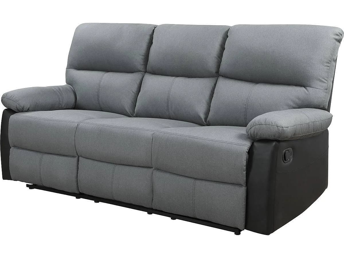 Sofá reclinable 3 plazas "Lincoln" - Color negro/Gris oscuro