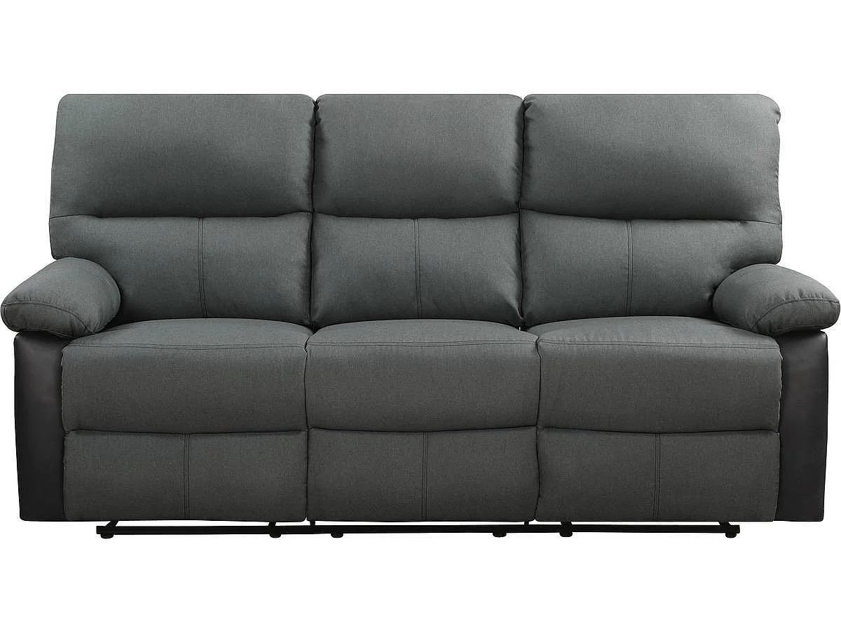 Relaxfauteuil relaxstoel verstelbaar bank "Lincoln" - 3 zits - Zwart / Donkergrijs