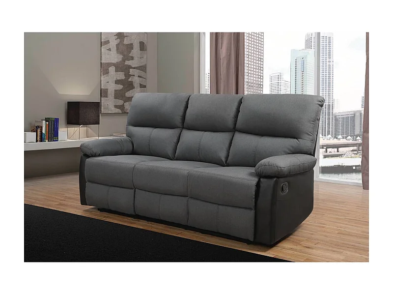 Canapé relax "Lincoln" - 3 places - Noir / Gris foncé