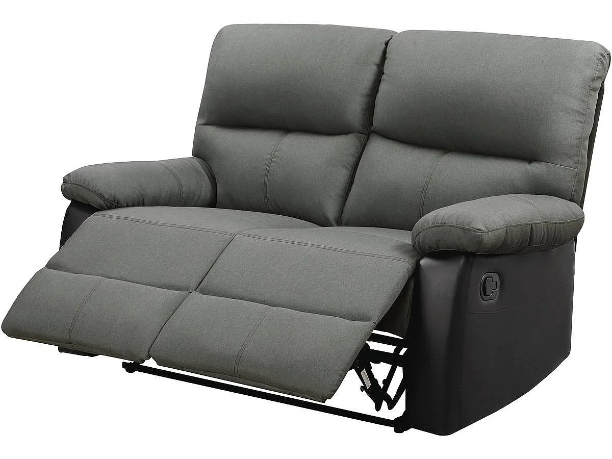 Relaxfauteuil relaxstoel verstelbaar bank "Lincoln" - 147 x 89 x 103 cm - 2 zits - Zwart / Donkergrijs