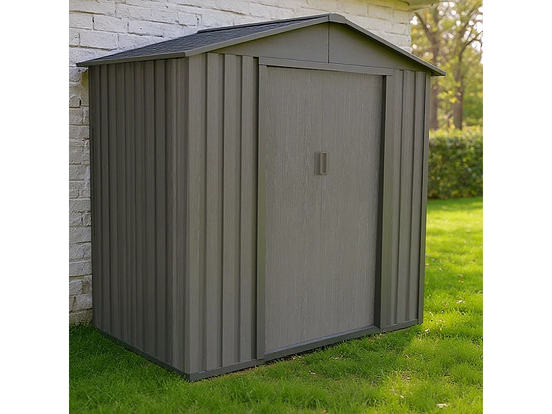 Casetta da giardino in metallo - LEGNO VECCHIO - 2,4 m²