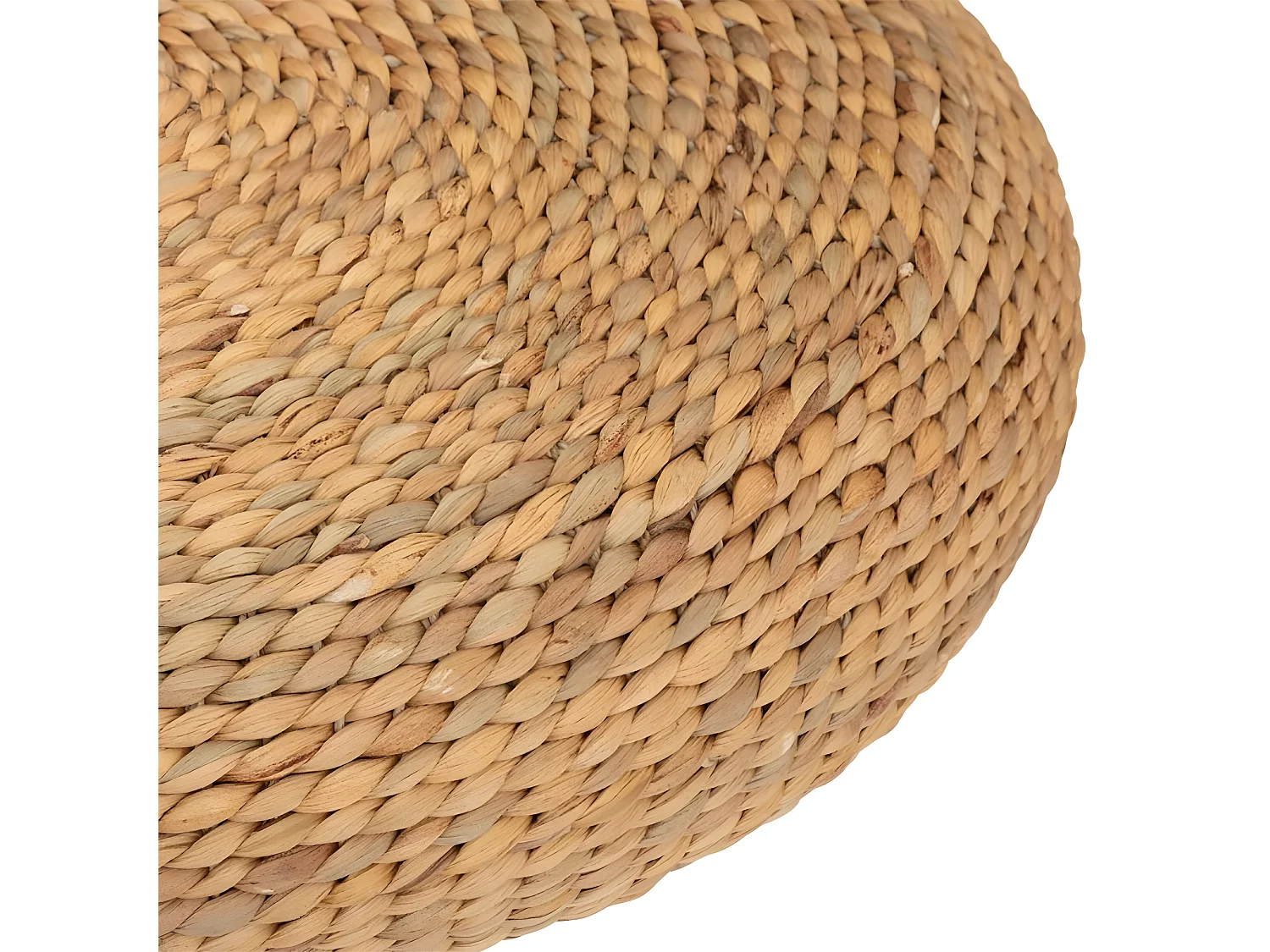 Pouf en jacinthe d'eau tressé coloris naturel - Diamètre 55 x Hauteur 14 cm