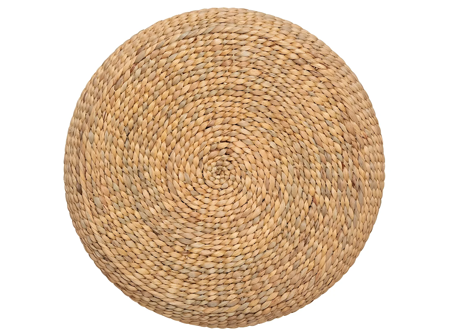 Pouf en jacinthe d'eau tressé coloris naturel - Diamètre 55 x Hauteur 14 cm