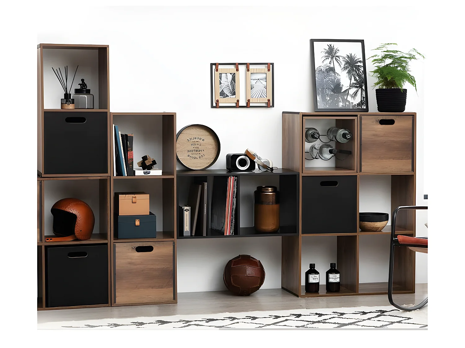 Étagère en bois coloris marron - longueur 34 x Profondeur 32 x Hauteur 67 cm