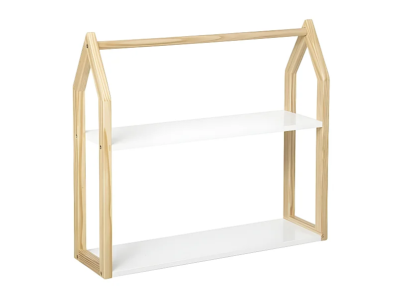 Etagère pour enfant en bois coloris blanc / naturel - Longueur 56 x Profondeur 15 x Hauteur 50 cm