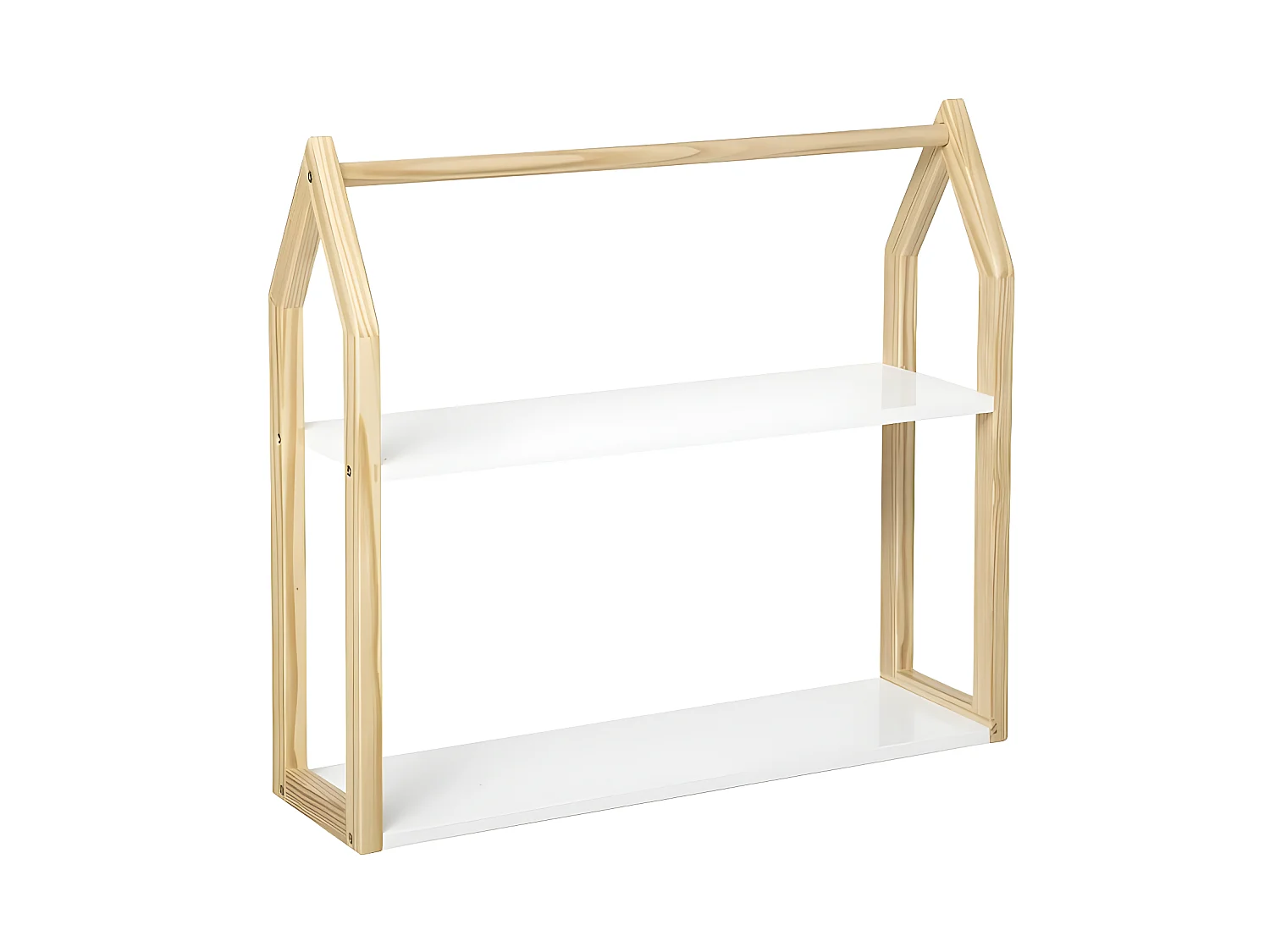 Etagère pour enfant en bois coloris blanc / naturel - Longueur 56 x Profondeur 15 x Hauteur 50 cm