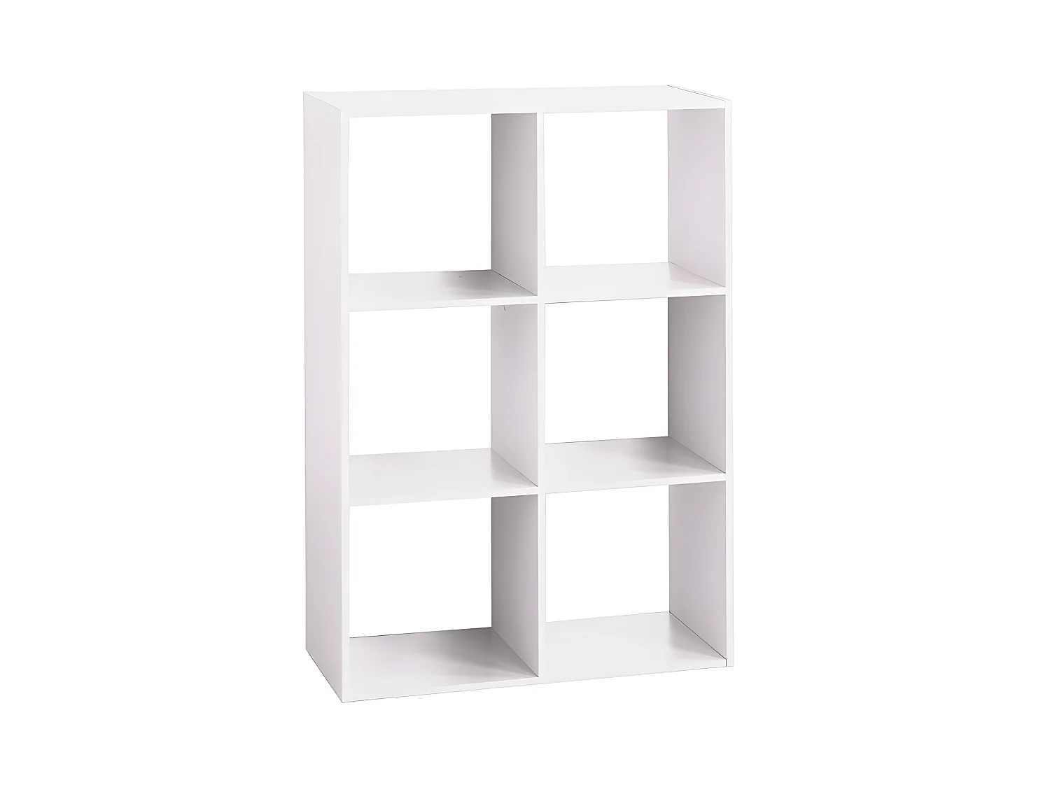 Etagère avec 6 cases en panneaux de particules coloris Blanc - Longueur 67 x Profondeur 32 x Hauteur 100 cm