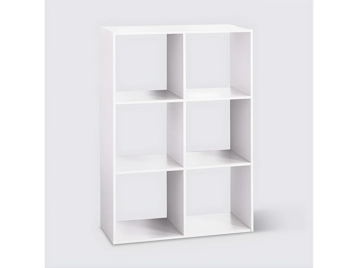 Etagère avec 6 cases en panneaux de particules coloris Blanc - Longueur 67 x Profondeur 32 x Hauteur 100 cm