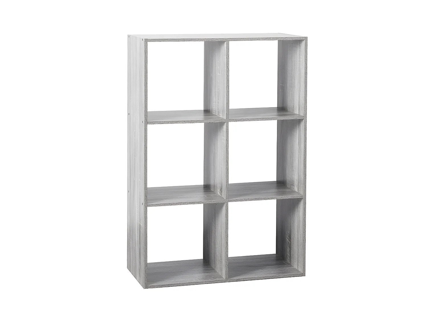 Etagère avec 6 cases en panneaux de particules coloris gris - Longueur 67 x Profondeur 32 x Hauteur 100 cm