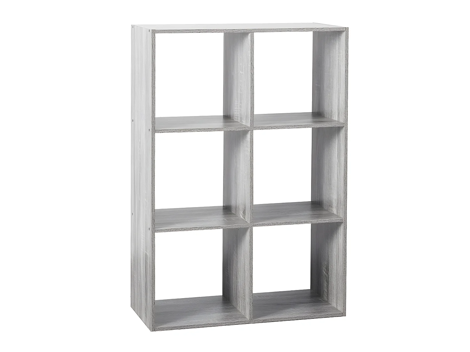 Etagère avec 6 cases en panneaux de particules coloris gris - Longueur 67 x Profondeur 32 x Hauteur 100 cm